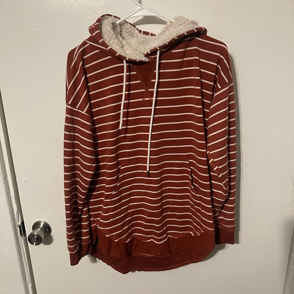 Striped Hoodie with Sherpa Lining